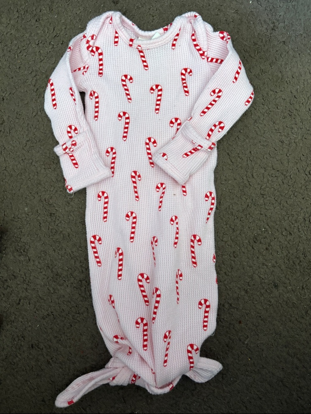 Candy Cane Print Pink Baby Sleep Gown - Holiday Kids Pajamas